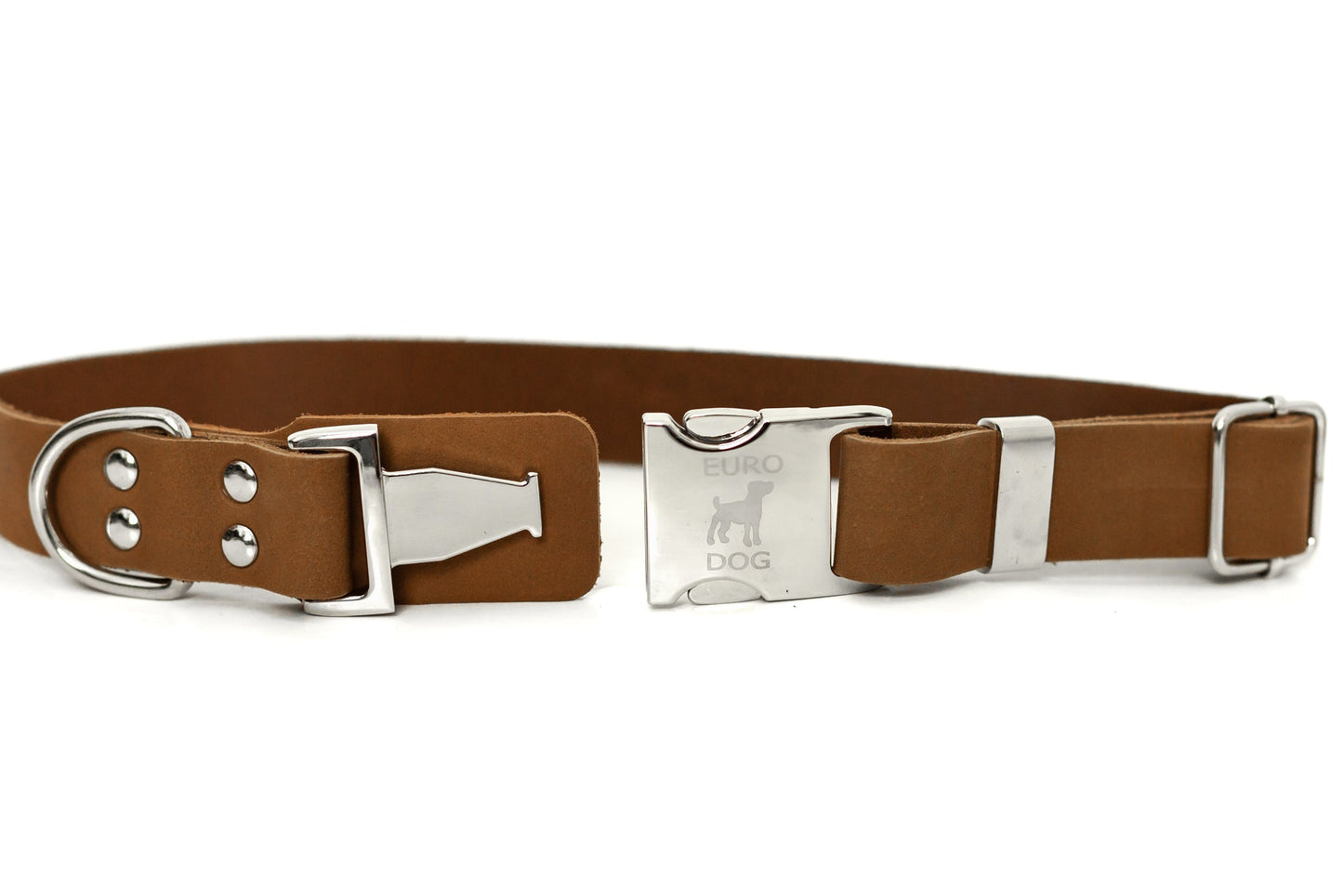 Modern Style Quick-Release Leather Dog Collar - Earth Brown