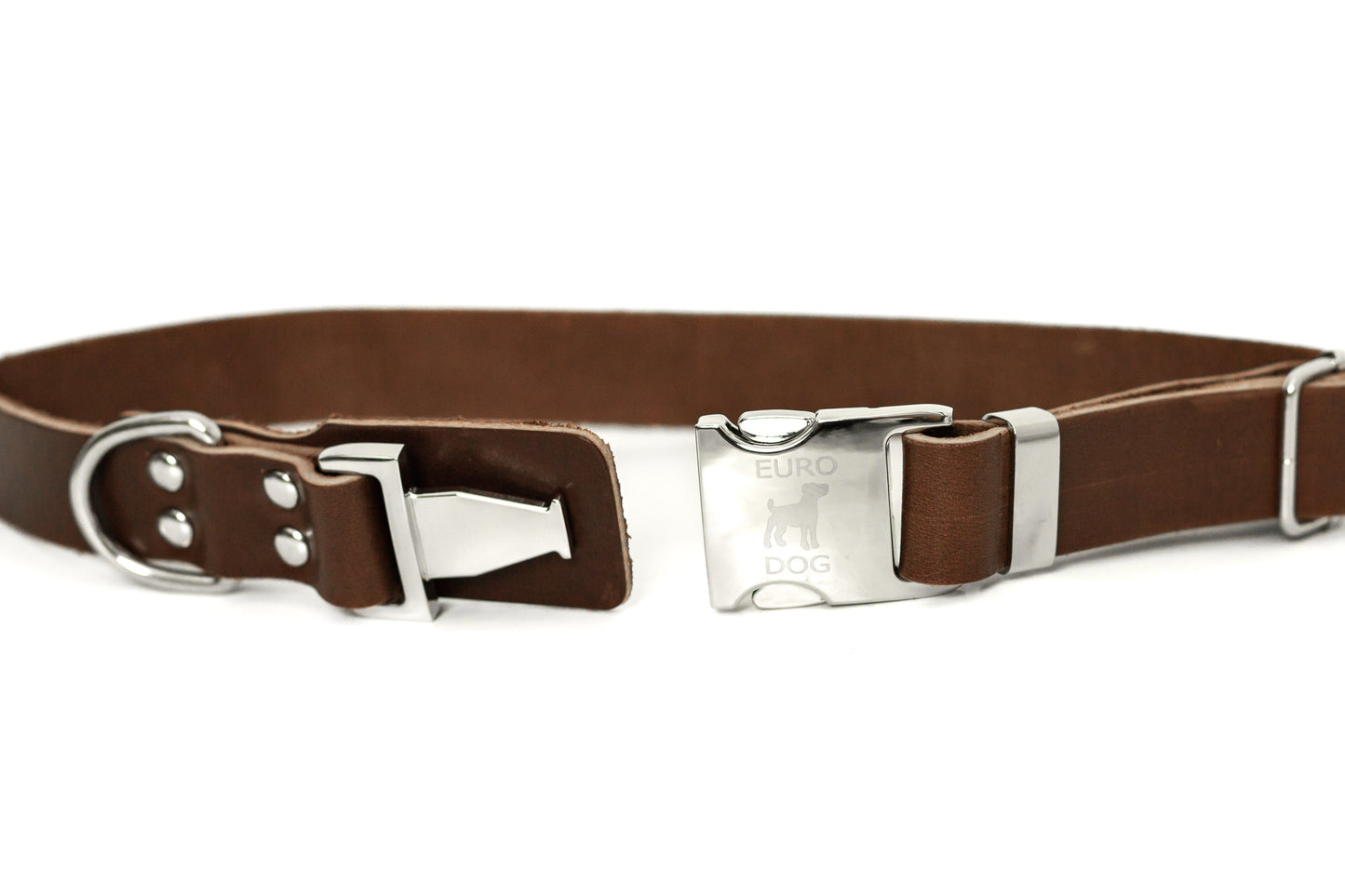 Modern Style Quick-Release Leather Dog Collar - Chocolate