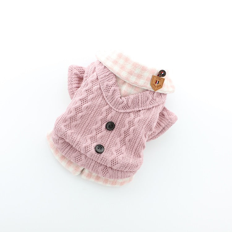 Woven Style Sweater w/ Buttons for Small Dogs