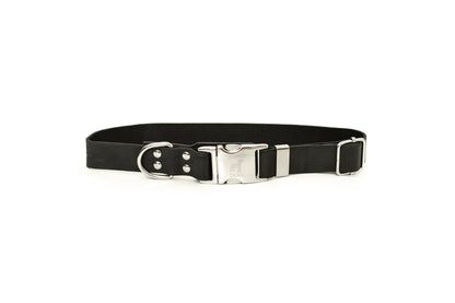 Modern Style Quick-Release Midnight Black Leather Dog Collar
