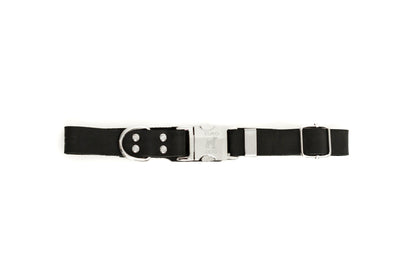 Modern Style Quick-Release Midnight Black Leather Dog Collar