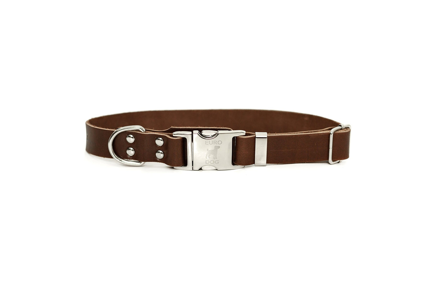 Modern Style Quick-Release Chocolate Leather Dog Collar