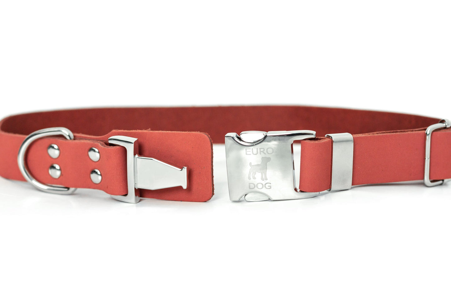 Modern Style Quick-Release Leather Dog Collar - Coral Reef