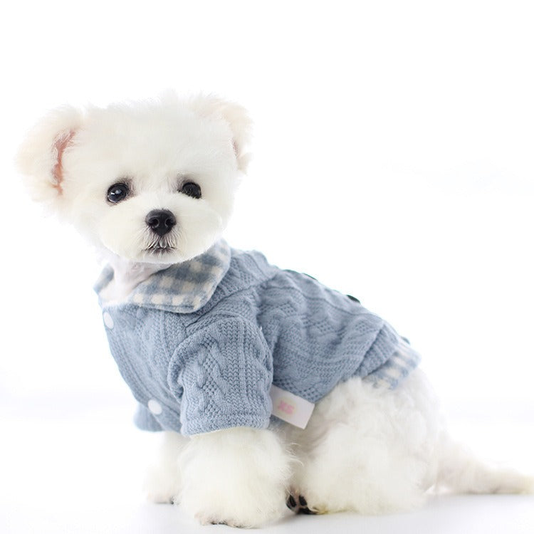 Woven Style Sweater w/ Buttons for Small Dogs