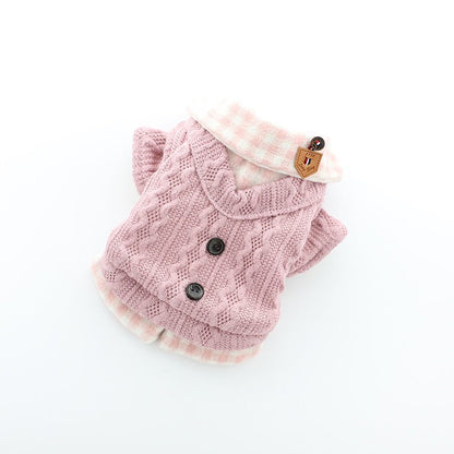 Woven Style Sweater w/ Buttons for Small Dogs