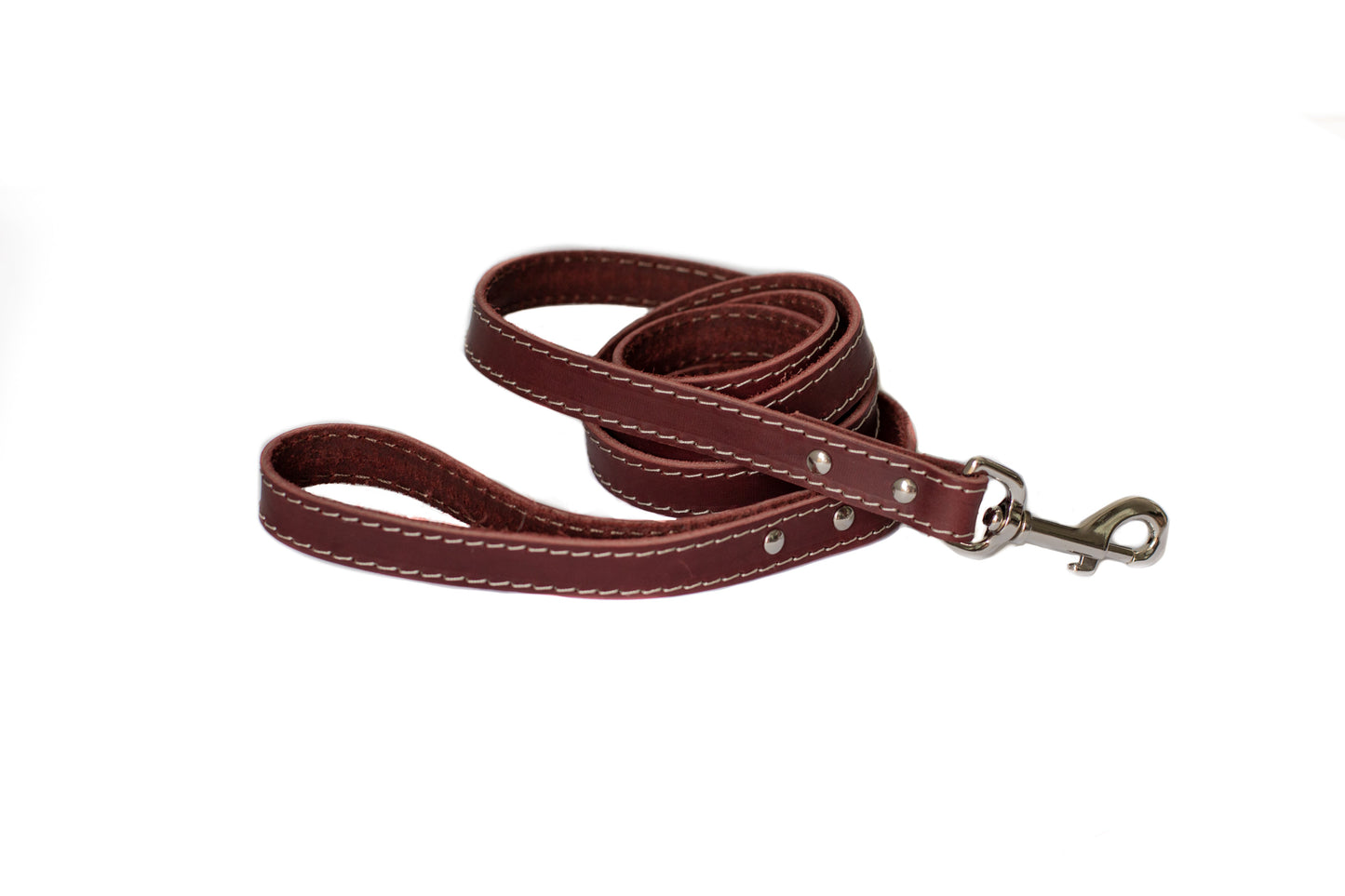 Pro Line Hunting Leather Leash - Chocolate w/ White Stitching