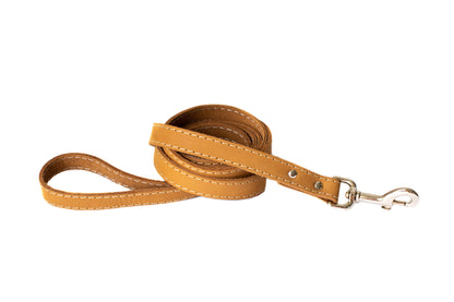 Pro Line Hunting Leather Leash - Khaki w/ White Stitching